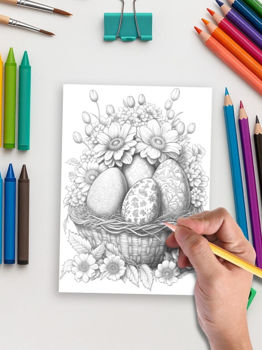Easter Bloom Baskets – 25 Festive Coloring Pages - Image 5